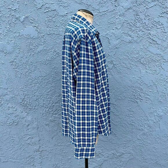 J. Crew Cotton button Down Men's Medium Blue Plaod Shirt - Picture 5 of 8